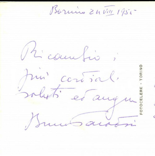 1955 BORMIO Cartolina di saluti Bruno PARADISI a un amico - AUTOGRAFO