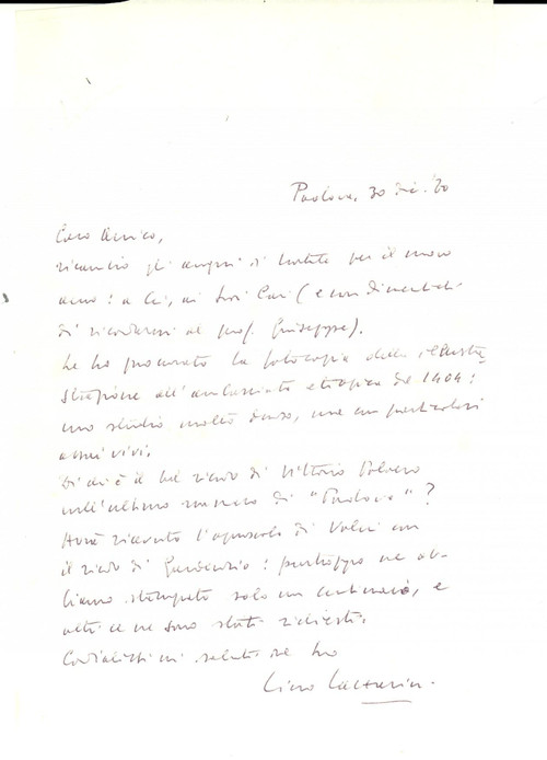 1970 PADOVA Lino LAZZARINI scambia opuscoli con un collega *Autografo