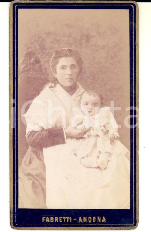 1880 ca ANCONA Ritratto di balia con bambino *Foto Eugenio FABRETTI CDV VINTAGE