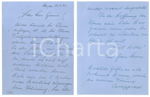 1942 CICLISMO KOELN Lettera ciclista Jean SCHORN per gara in Italia - AUTOGRAFO
