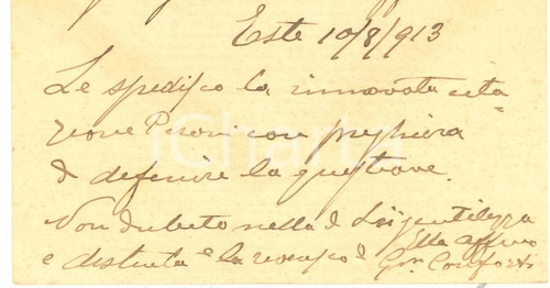 1913 ESTE (PD) Giovanni CONFORTI - Biglietto da visita AUTOGRAFO
