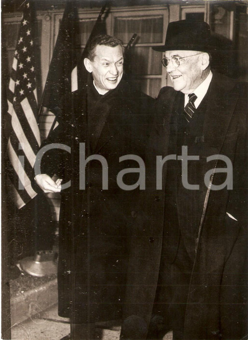 1959 PARIS ORLY Maurice COUVE DE MURVILLE accoglie John FOSTER DULLES *Foto