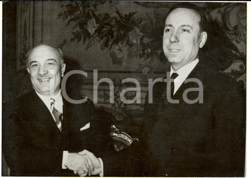 1959 PARIS Hotel MATIGNON Michel DEBRE' incontra Amintore FANFANI *Foto 18x14