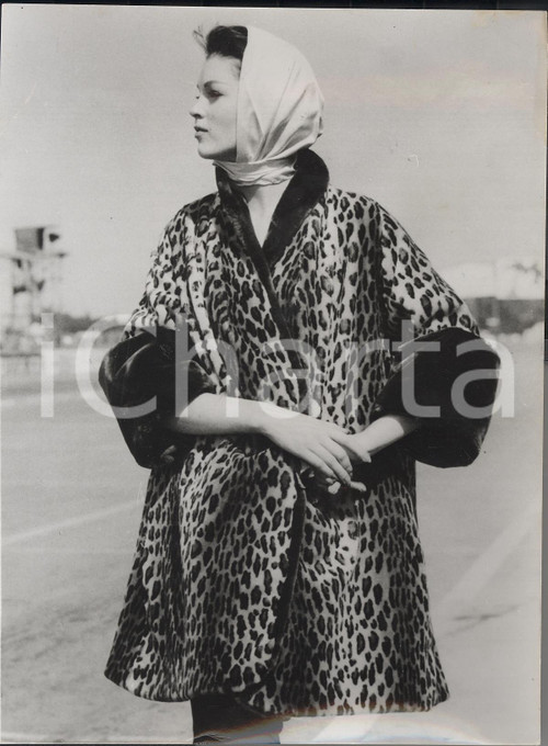 1958 LONDON Model wears luxurious nylon Ocelot three-quater fur coat *Photo