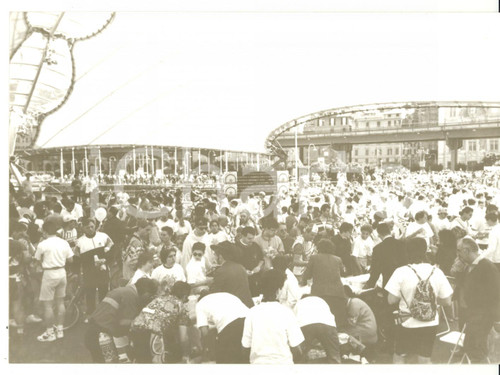1990 ca GENOVA Folla alle giostre *Foto VINTAGE 18x13 cm