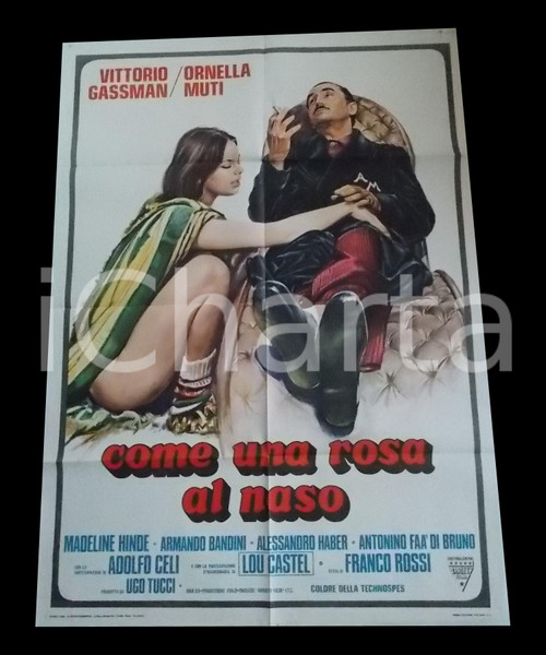 1976 COME UNA ROSA AL NASO Ornella MUTI Vittorio GASSMAN *Manifesto 100x140 cm DIMENSIONI: 100x140 cm CONDIZIONI: POOR (fori e strappi ai margini)     originale e autentica 1