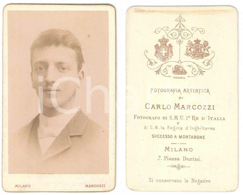 1895 ca MILANO Ritratto di Mario FONTANA - Foto Carlo MARCOZZI CDV  Fotografia d'epoca, su cartoncino rigido.  GOOD/buono  Formato: 6x10 cm originale e autentica 1