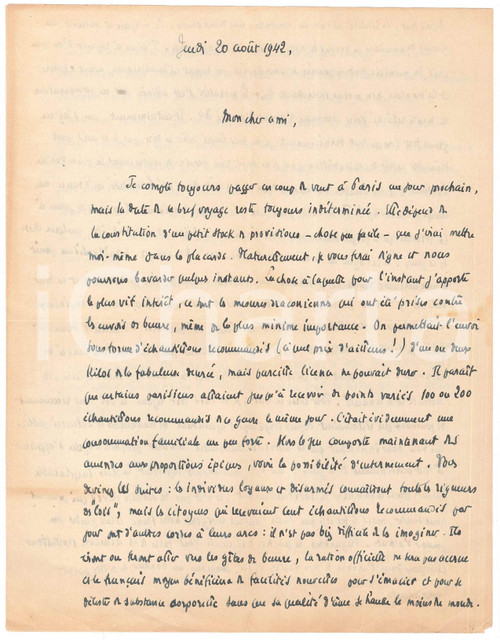 1942 WW2 ALENÇON Gabriel BRUNET et les radicalismes en France *AUTOGRAPHE