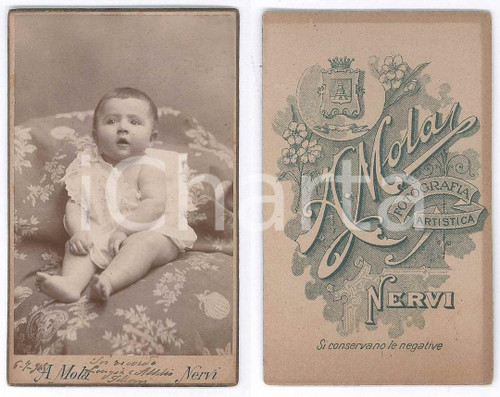 1905 GENOVA Famiglia FELLONI - Ritratto di bambino - Foto A. MOLA CDV