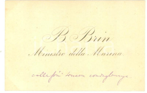 1890 ca ROMA Condoglianze di Benedetto BRIN ministro della Marina - Autografo