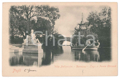 1900 ca PEGLI Villa Durazzo Pallavicini - Lago e ponte cinese - Cartolina FP NV