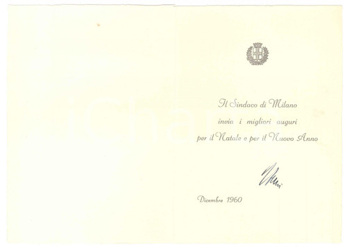 1960 MILANO Sindaco Virgilio FERRARI - Biglietto auguri AUTOGRAFO