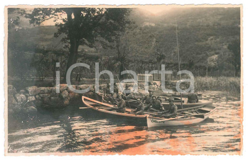 1935 ca ITALIA - REGIO ESERCITO - Ufficiali in canoa *Foto cartolina DANNEGGIATA