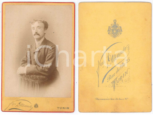 1880 ca TORINO Ritratto maschile - Fotografia DURANDO 11x16 cm