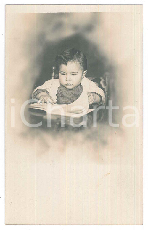 1928 COSTUME ITALIA Bambina con un libro - Ritratto *Foto anonima 9x14 cm