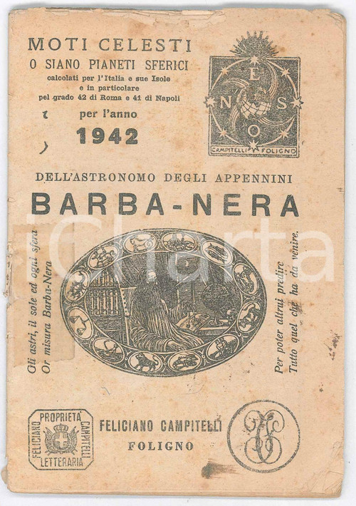 1941 FOLIGNO Lunario BARBANERA 1942 - Mussolini e Hitler strepitosa vittoria Pubblicazione originale d'epoca.PAGINE: 64 POOR/danneggiato buone condizioni interne, ma fioriture in copertina con piccoli strappi marginali; mancanze angolari; riparazione con adesivo in copertina Formato: 11x15 cm originale e autentica 1