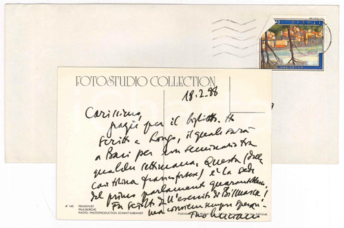 1988 FRANKFURT Paulskirche - Cartolina Luciano CANFORA Ringraziamento *Autografo