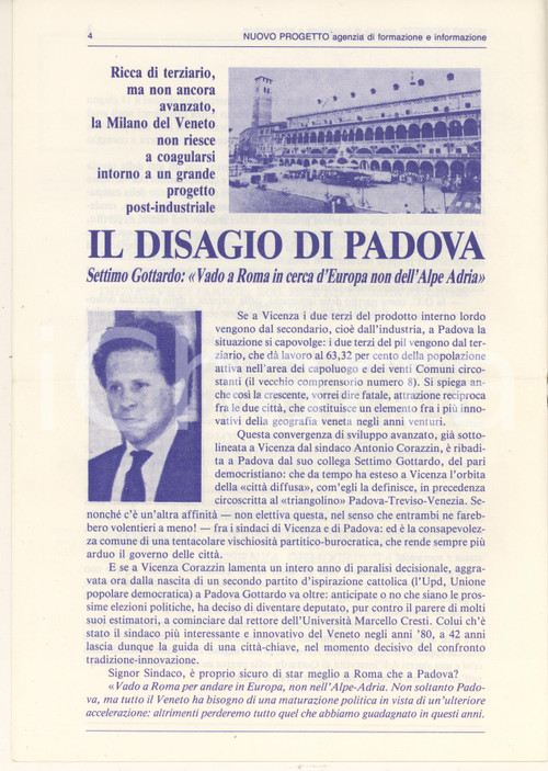 1987 PADOVA - NUOVO PROGETTO - Una forte presenza della DC *Periodico