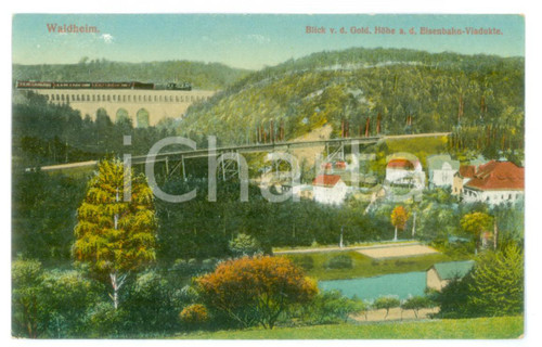 1917 WALDHEIM Veduta del viadotto con passaggio del treno *Cartolina illustrata