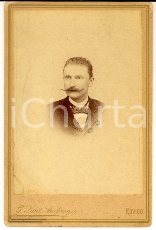 1880 ca ROVIGO Ritratto di un giovane uomo - Foto Gaetano SANT'AMBROGIO 11x16