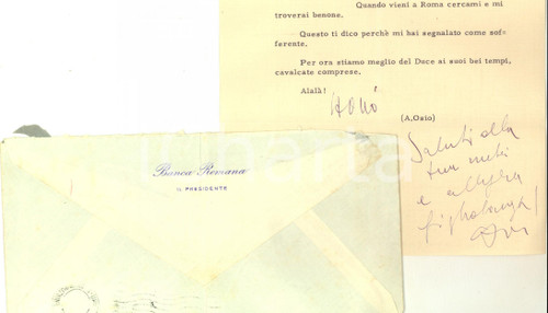 1957 ROMA Arturo OSIO "Stiamo meglio del Duce ai suoi bei tempi" AUTOGRAFO