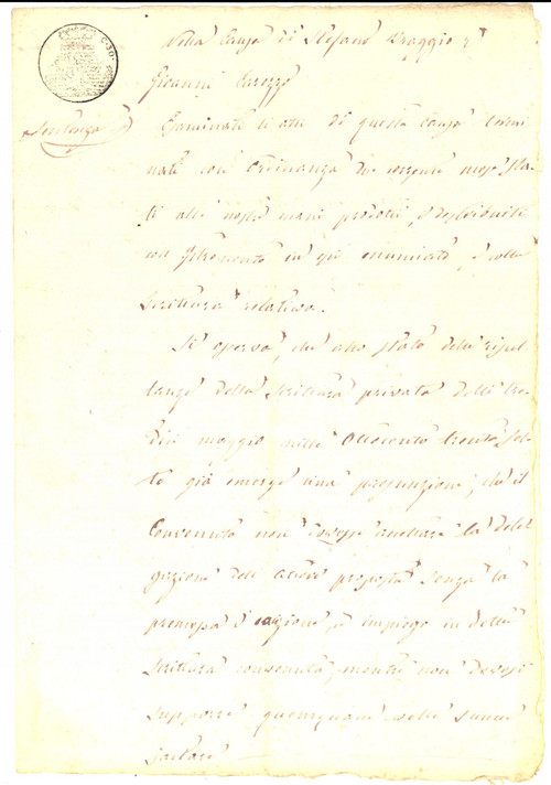 Documento originale, autentico 1838 STREVI AL Sentenza nella lite tra Stefano BRAGGIO e Giovanni CAROZZO 1