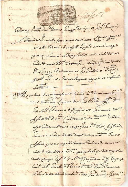 Documento originale, autentico 1738 COSTIGLIOLE D'ASTI (AT) Terreno in Santa RADEGONDA - Vendita 1