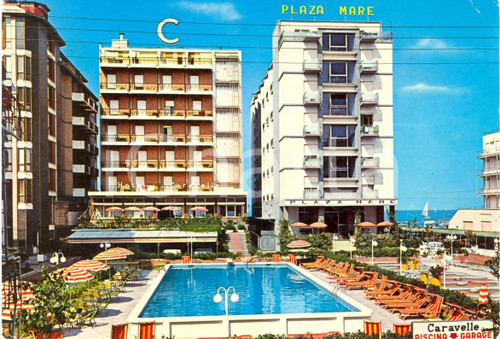 Cartolina originale da collezione 1975 CATTOLICA (RN) Hotel CARAVELLE e PLAZA MARE *Cartolina VINTAGE FG VG 1