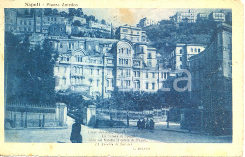 Cartolina originale da collezione 1919 NAPOLI Piazza AMEDEO Grand  Hotel EDEN *Cartolina  postale ANIMATA FP VG 1