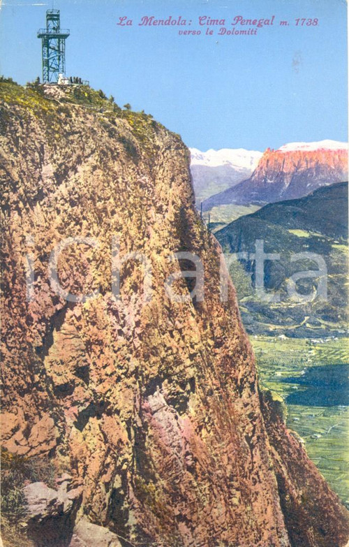 Cartolina originale da collezione 1950 ca BOLZANO Cima PENEGAL vista dalla MENDOLA *Cartolina postale FP NV 1