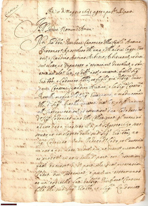 Manoscritto, lettera originale 1631 VICCHIOMAGGIO FI Beni CENTENI a contessa ROSSELLI 1