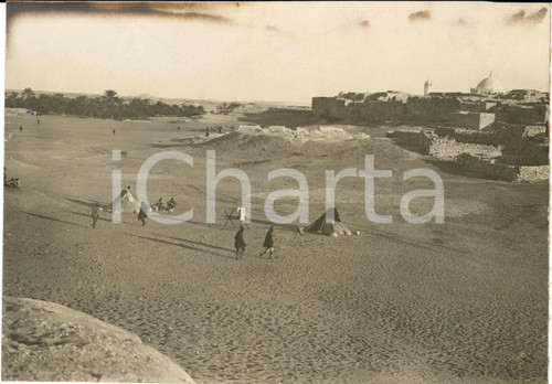 Fotografia d epoca originale 1930 ca GIARABUB LIBIA Accampamento nel deserto fuori dalla cittÃ  Fotografia 1