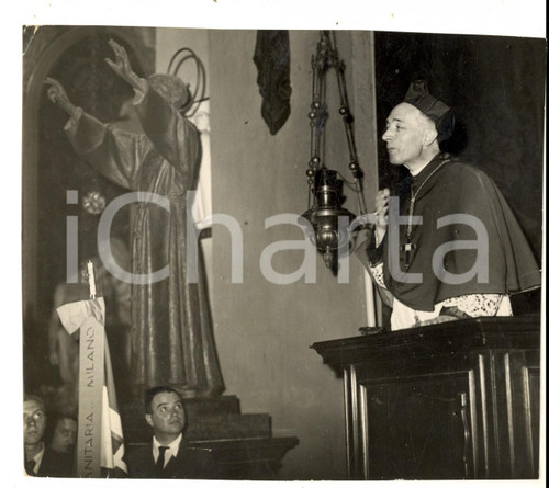 Fotografia d epoca originale 1935 MILANO Card. Ildefonso SCHUSTER predica nel tempio di SAN SEBASTIANO 1