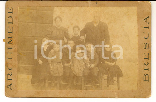 Fotografia d epoca originale 1900 ca BRESCIA Una famiglia numerosa Foto DANNEGGIATA ABELA & MARTINELLI 1
