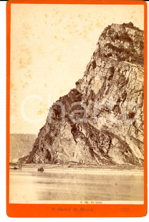 Fotografia d epoca originale 1878 SANKT GOARSHAUSEN Veduta della scogliera LORELEI Foto HERTEL 1