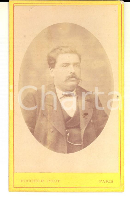 Fotografia d epoca originale 1870 ca PARIS Ritratto maschile in abito scuro Foto Maison LEGROS FOUCHER CDV 1