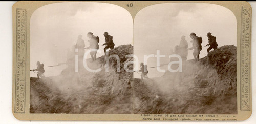 Fotografia d epoca originale 1918 WW1 THE GREAT WAR  THIEPVAL RIDGE under gas and smoke Stereoscopic nÂ°48 1