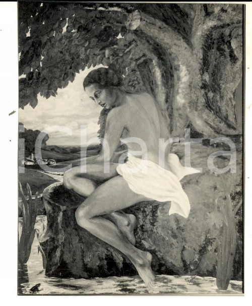 Fotografia d epoca originale 1933 MOSTRA D ARTE La bagnante  Pittore INNOCENTI Foto coeva quadro 10x12 1