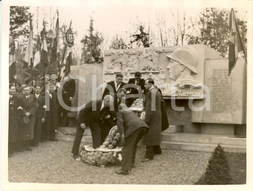 Fotografia d epoca originale 1938 LONGPONT F Albert LEBRUN inaugura monumento a Joost van VOLLENHOVEN Foto 1