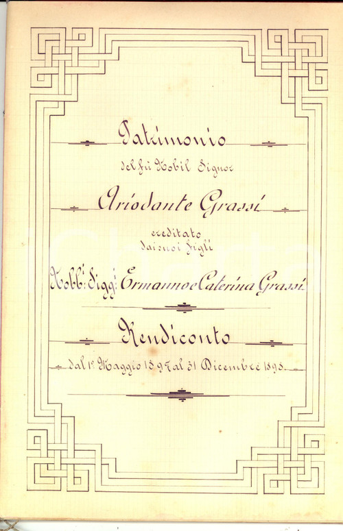 Documento originale, autentico 1898 SOVICILLE SI Patrimonio del nobile ARIODANTE GRASSI ereditato dai figli 1