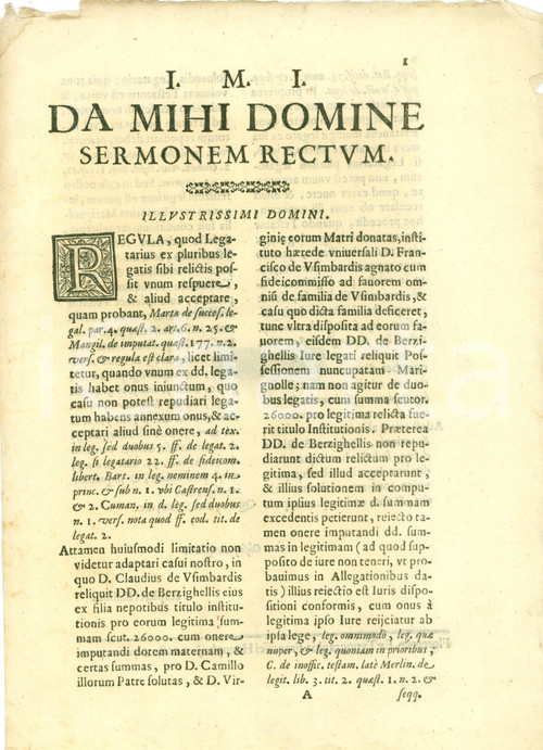 Documento originale, autentico 1668 COLLE VAL D ELSA SI EreditÃ  Claudio USIMBARDI per nipoti BERZIGHELLI 1