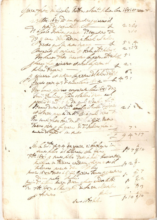 Documento originale, autentico 16811683 LUDRIANO BS Spese Giulio BOLDA al mulino della FONTANA conti SUARDI 1