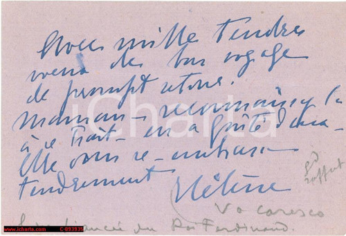 Autografo originale 1930 ca Biglietto autografo scrittrice HÃ©lÃ¨ne VACARESCO 1