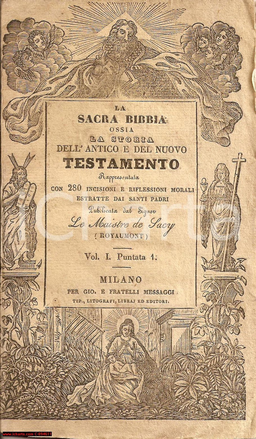 Libro, pubblicazione d epoca 1838 sacra Bibbia LE MAIESTRE DE SACY otto incisioni 1