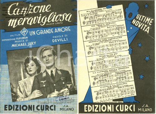 Oggetto da collezione cartaceo 1942 DEVILLI  Michael JARY  Canzone meravigliosa  Film Un grande amore Spartito 1