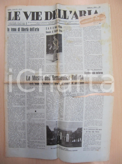 Giornale, rivista storica 1930 LE VIE DELL ARIA Aviazione italiana celebra 28 OTTOBRE Giornale 1