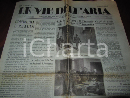 Giornale, rivista storica 1933 LE VIE DELL ARIA Voli postali notturni in ITALIA Giornale 1