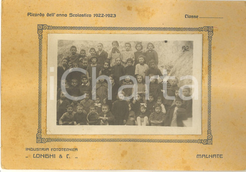 Fotografia d epoca originale 1923 MALNATE VA Foto di gruppo Scuola Elementare  LONGHI RARA 15x23 cm 1