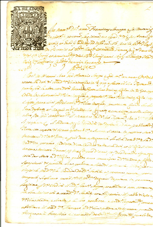 Documento originale, autentico 1700 GENOVA MARASSI Francesco STROPPA vende terra con casetta per dote sorella 1