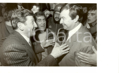 Fotografia d epoca originale 1990 ca STRASBURGO F Marcel RUDLOFF Serge OEHLER Operai STRACEL sciopero Foto 1